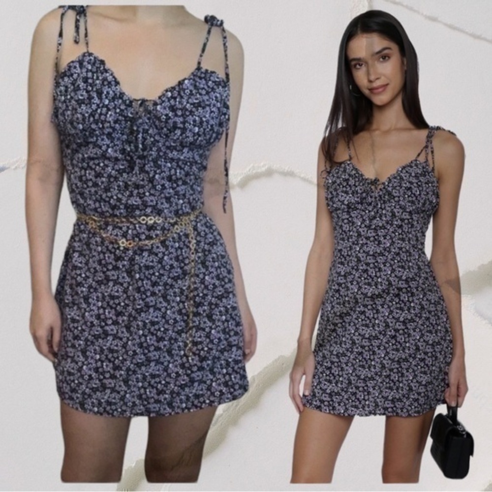 Purple floral mini dress